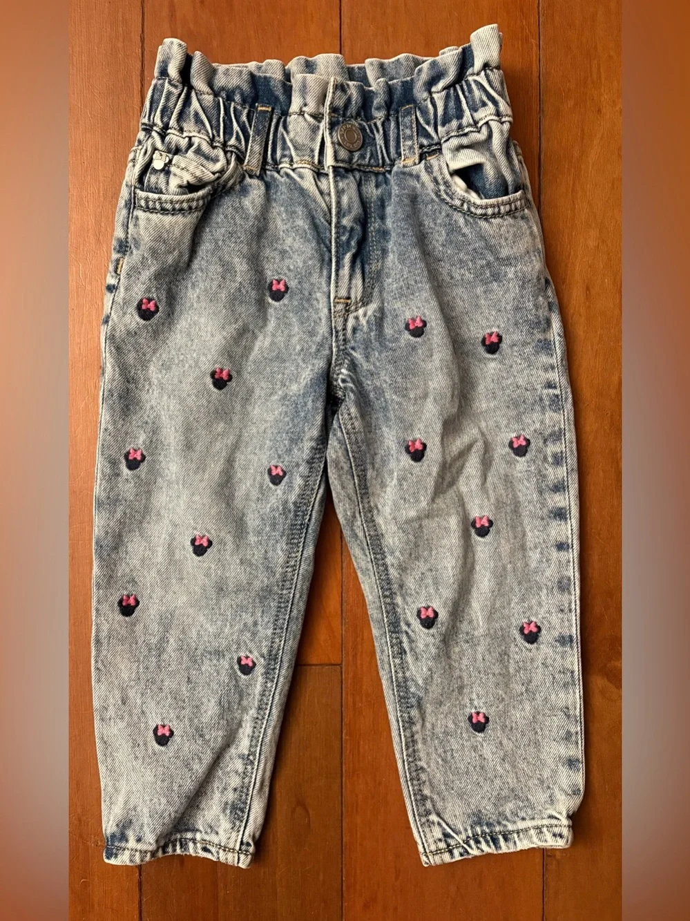 Gap Disney girls size 3 Minnie Mouse embroidered jeans elastic waist
